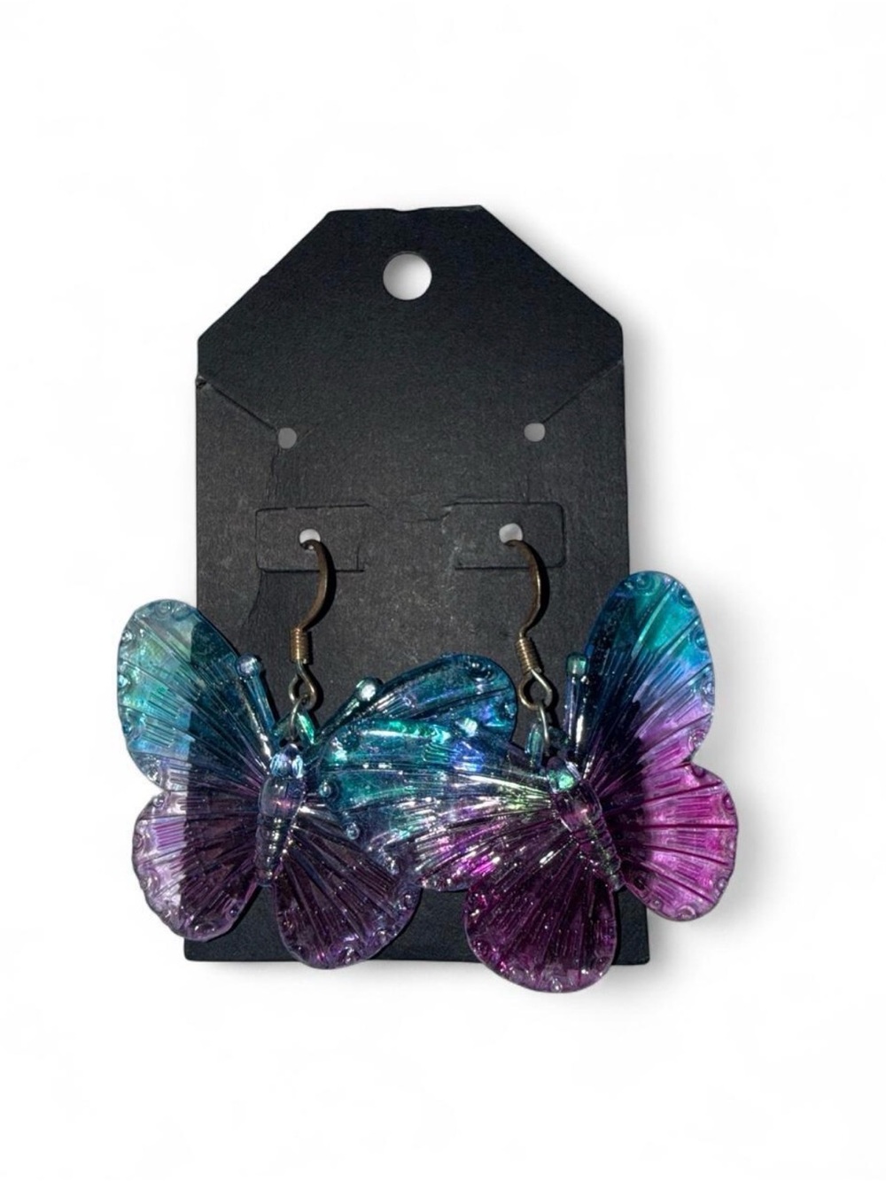 Iridescent Blue-Purple Butterfly Dangle Earrings